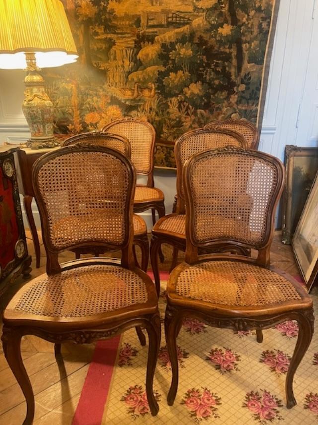 Set Of 6 18th-century Chairs In The Louis XV Style