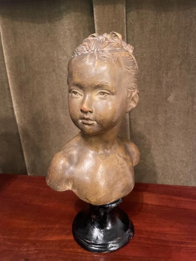 Buste de jeune fille de Houdon en terre cuite