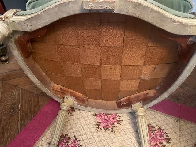 Large And Spacious 18th-century Bergère Armchair In Lacquered Wood, Louis XVI Period-photo-5