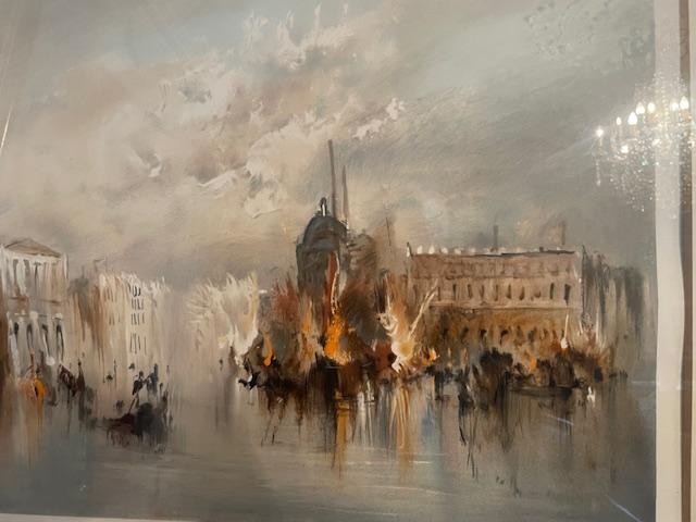 Large Lithograph "fire In Venice" By Jean-michel Noquet-photo-4