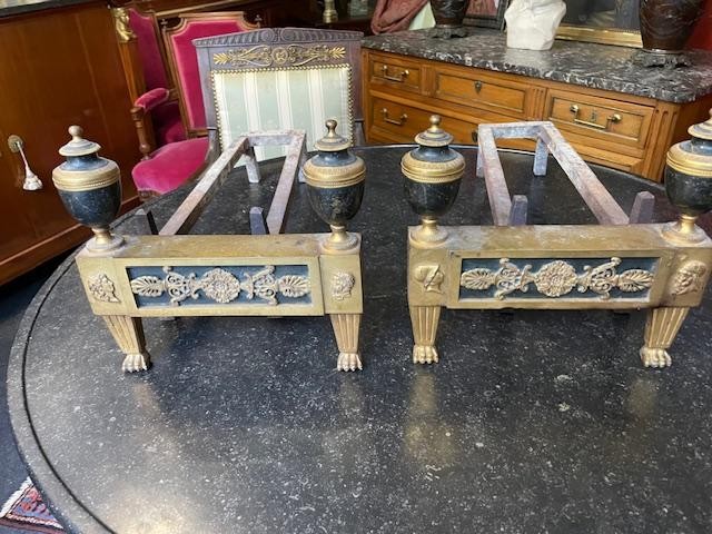 Pair Of Directoire Period Gilt Bronze Andirons-photo-2