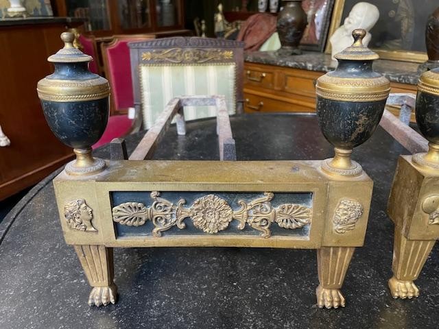 Pair Of Directoire Period Gilt Bronze Andirons-photo-3