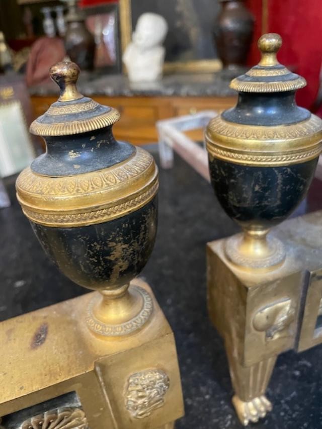 Pair Of Directoire Period Gilt Bronze Andirons-photo-2