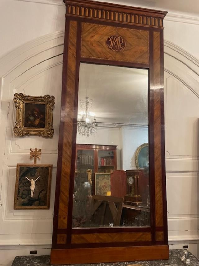 Important trumeau début 19 ème en bois de placage