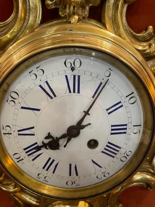 Rococo Cartel Clock In Chased And Gilded Bronze In The Louis XV Style-photo-3