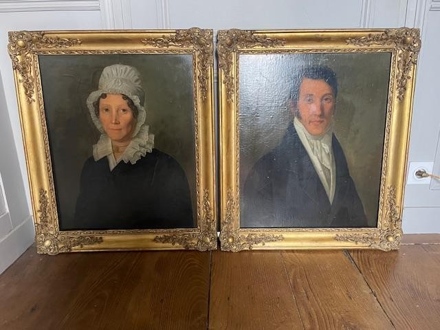 Pair Of Portraits Of A Couple From The Restoration Period.
