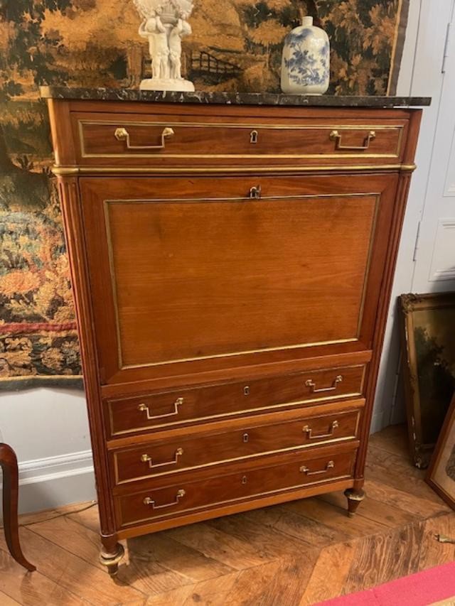 18th Century Mahogany Secretary Desk From The Louis XVI Period