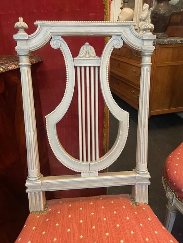 Pair Of Louis XVI Style Lyre Chairs-photo-2