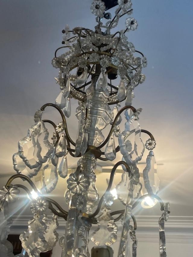 Important lustre cage en bronze et cristal-photo-2