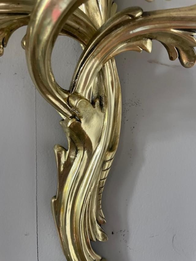 Grande paire d'appliques en bronze doré de style Louis XV-photo-4