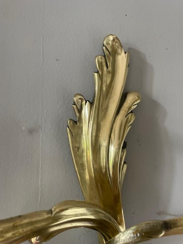 Grande paire d'appliques en bronze doré de style Louis XV-photo-2