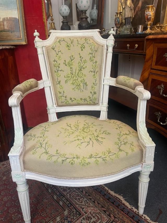 Pair Of 18th-century Louis XVI Period Armchairs With Detached Columns-photo-3