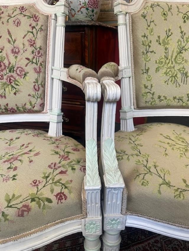 Pair Of 18th-century Louis XVI Period Armchairs With Detached Columns-photo-4