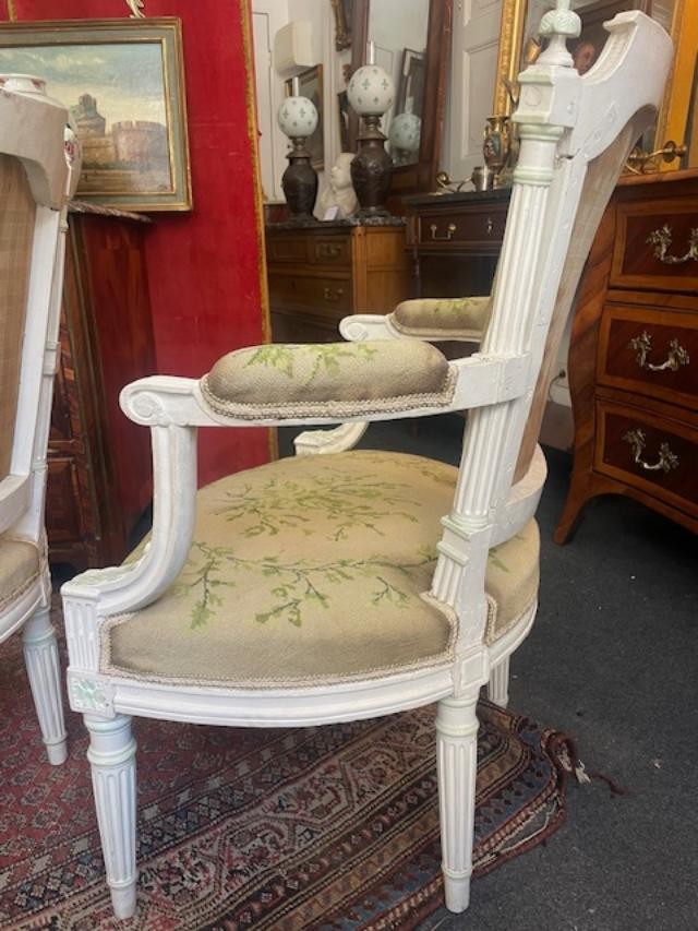 Pair Of 18th-century Louis XVI Period Armchairs With Detached Columns-photo-4