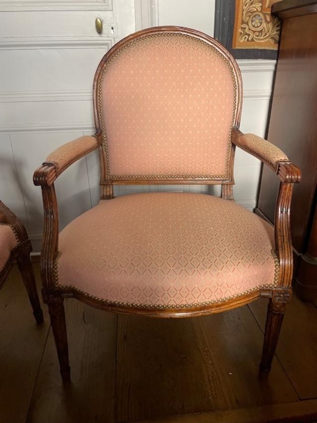 Paire de dossiers plats 18 ème , d'époque Louis XVI-photo-3