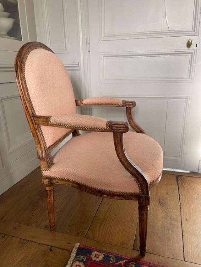 Paire de dossiers plats 18 ème , d'époque Louis XVI-photo-4