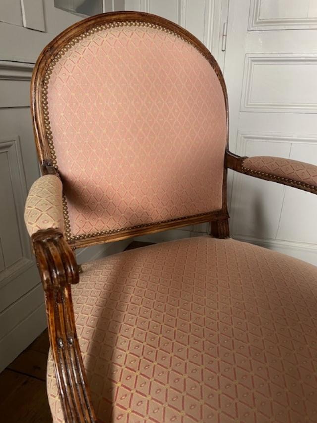 Paire de dossiers plats 18 ème , d'époque Louis XVI-photo-3