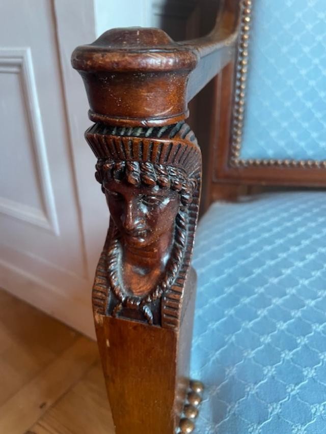 Fauteuil fin 18 &egrave;me en acajou blond-photo-3