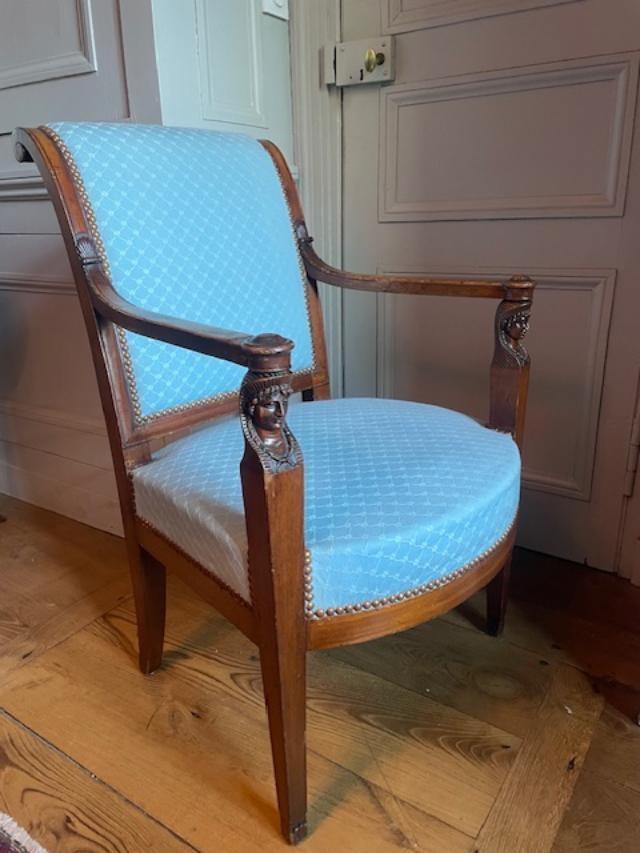 Fauteuil fin 18 &egrave;me en acajou blond-photo-5