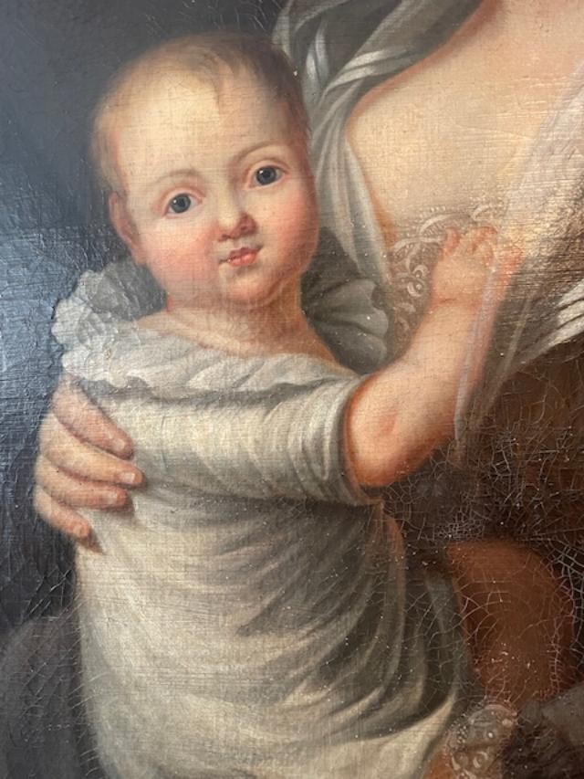 Grand portrait d'une m&egrave;re et son enfant du 18 &egrave;me , fin de l'&eacute;poque Louis XVI-photo-3