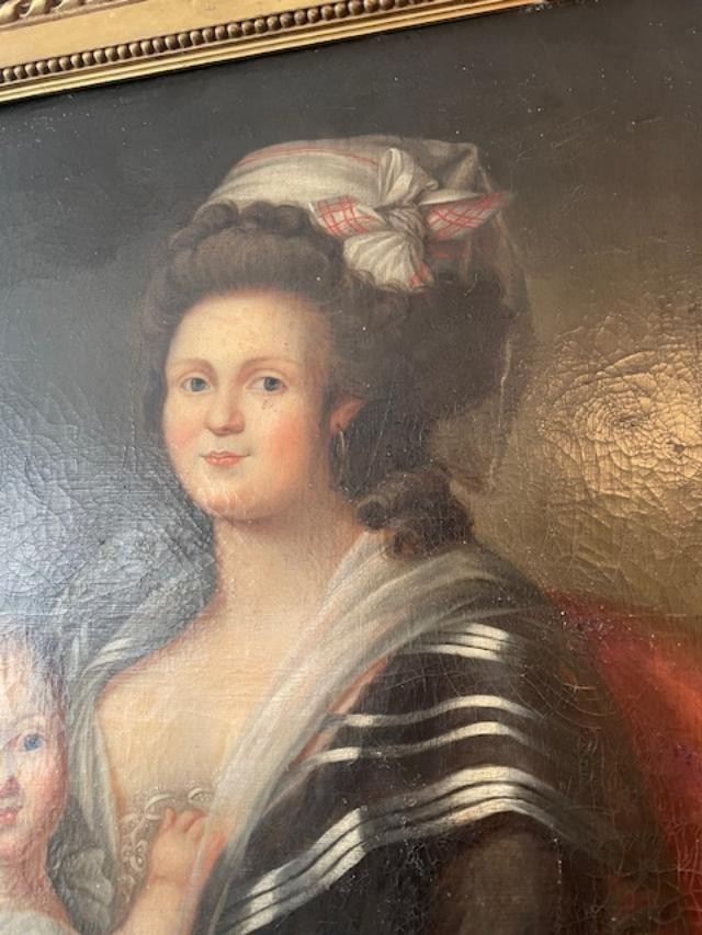 Grand portrait d'une m&egrave;re et son enfant du 18 &egrave;me , fin de l'&eacute;poque Louis XVI-photo-4