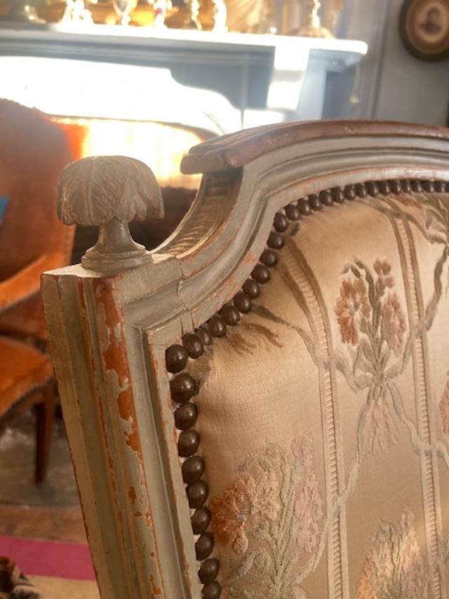 Bergère 18 ème en bois laqué d'époque Louis XVI-photo-5