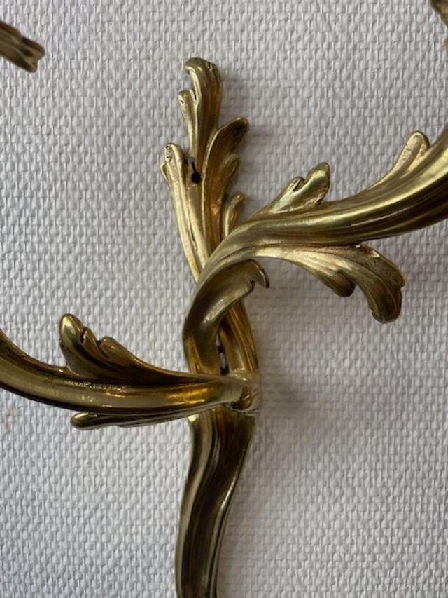Paire d'appliques 18 ème en bronze doré d'époque Louis XV-photo-3
