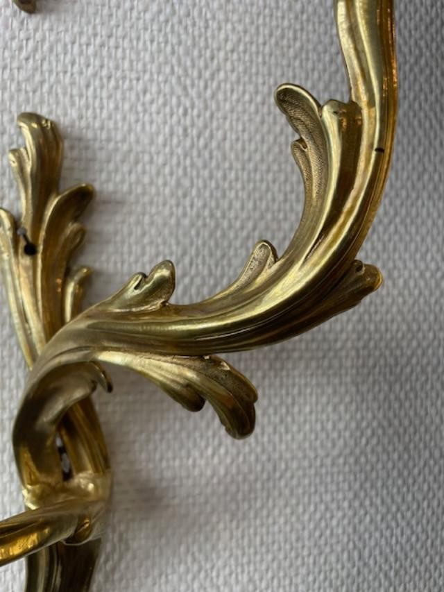 Paire d'appliques 18 ème en bronze doré d'époque Louis XV-photo-1