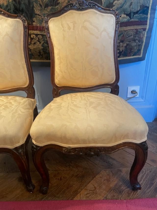 Paire de chaises basses 18 ème d'époque Louis XV-photo-2