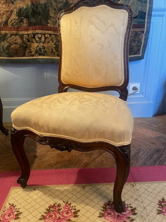 Paire de chaises basses 18 ème d'époque Louis XV-photo-3
