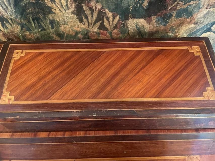 Bureau de pente 18 ème en bois de placage d'époque Louis XV-photo-1