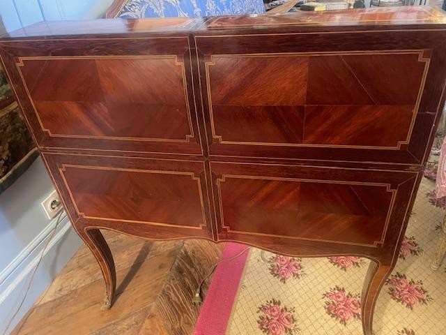 Bureau de pente 18 ème en bois de placage d'époque Louis XV-photo-2