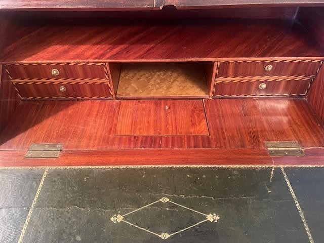 Bureau de pente 18 ème en bois de placage d'époque Louis XV-photo-7