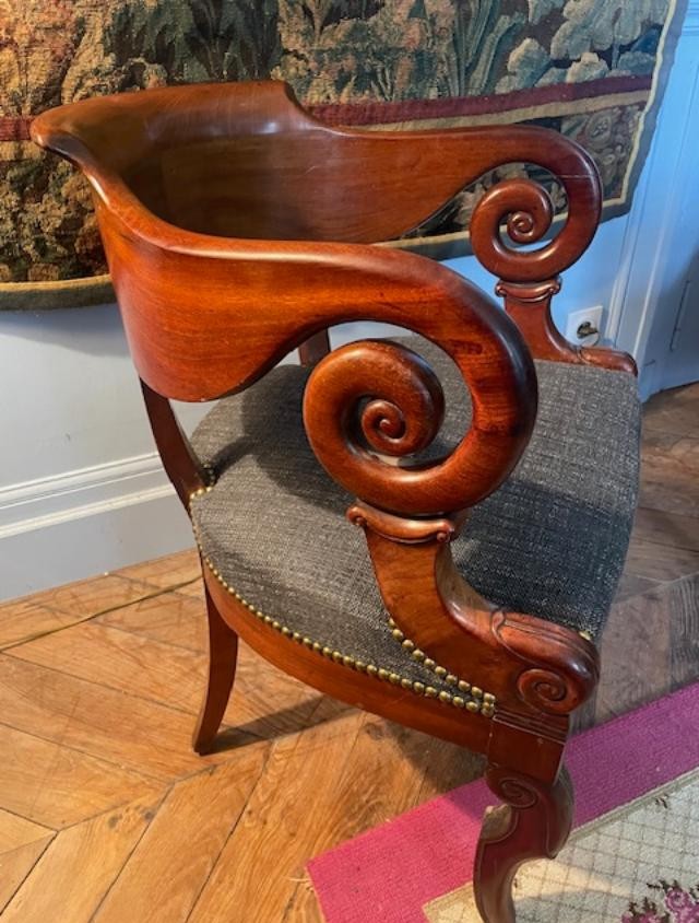 Mahogany Desk Armchair, Empire Period-photo-2