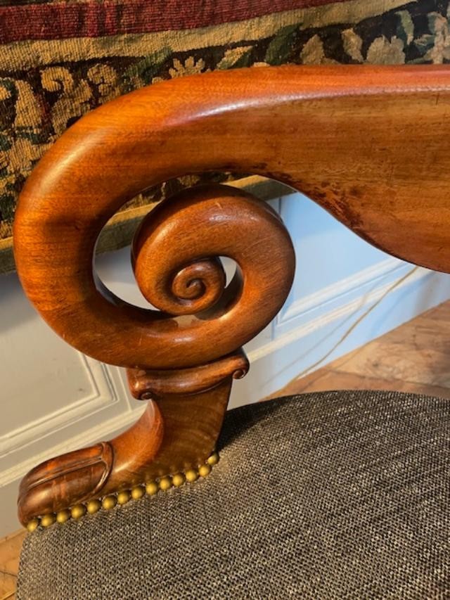 Mahogany Desk Armchair, Empire Period-photo-3
