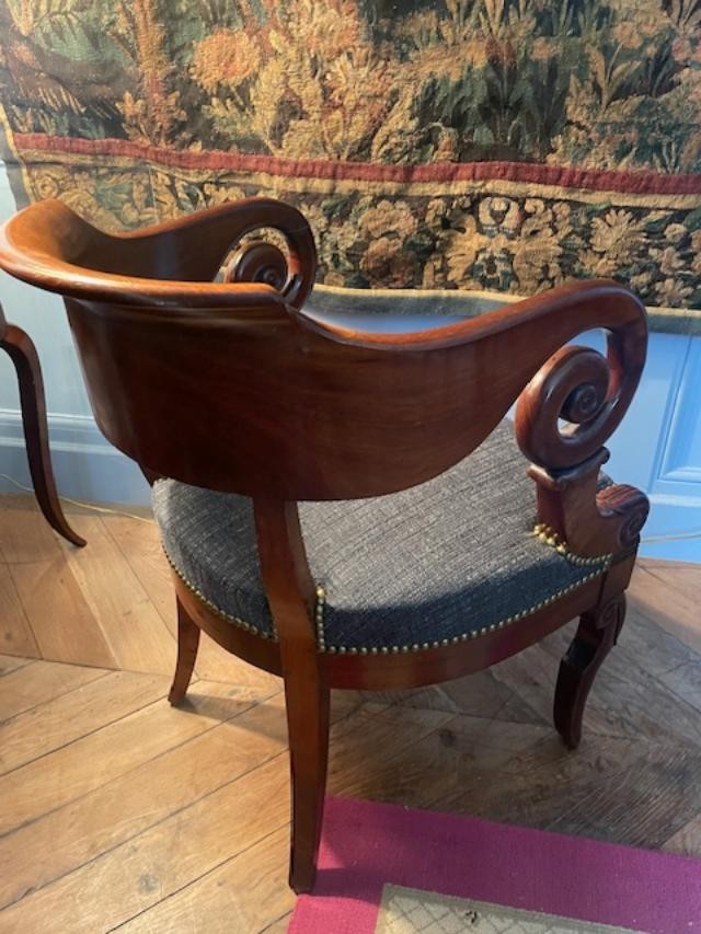 Mahogany Desk Armchair, Empire Period-photo-3