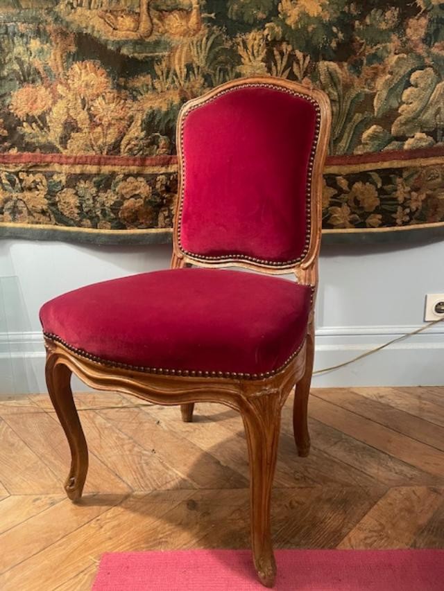 Chaise d'époque Louis XV en bois naturel