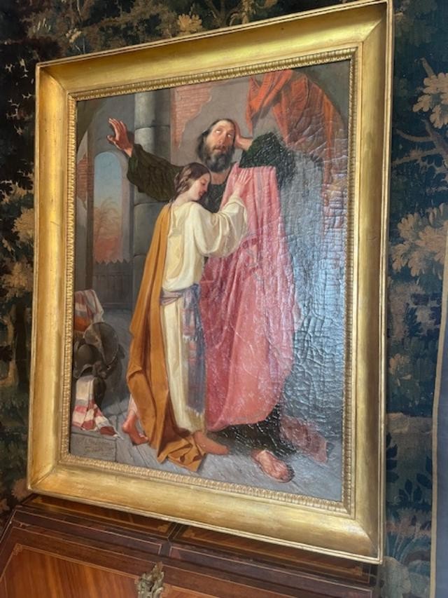 Important Mid-19th Century Oil On Canvas Depicting The Sacrificial Daughter Of Jephthah-photo-2