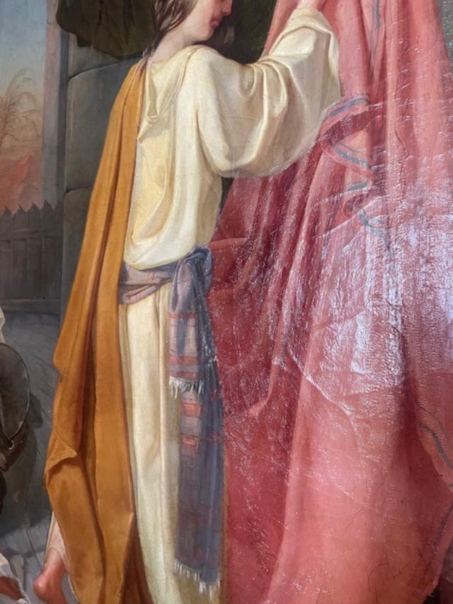 Important Mid-19th Century Oil On Canvas Depicting The Sacrificial Daughter Of Jephthah-photo-4