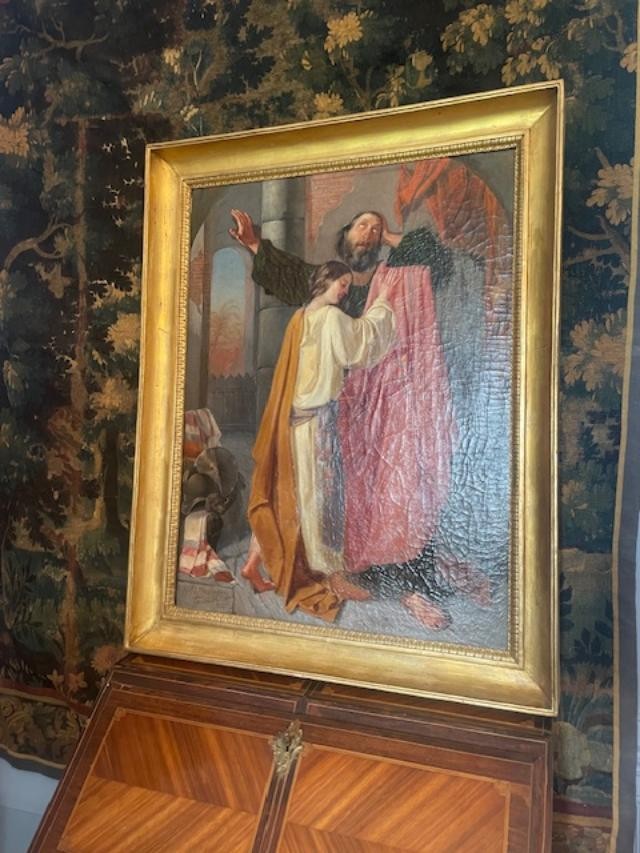 Important Mid-19th Century Oil On Canvas Depicting The Sacrificial Daughter Of Jephthah-photo-6