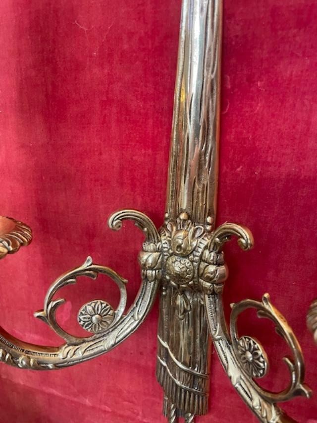 Paire d'appliques de style Louis XVI en bronze dor&eacute;-photo-3