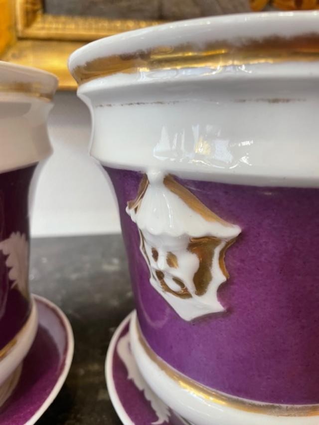 Paire de cache-pots en porcelaine de Paris-photo-4
