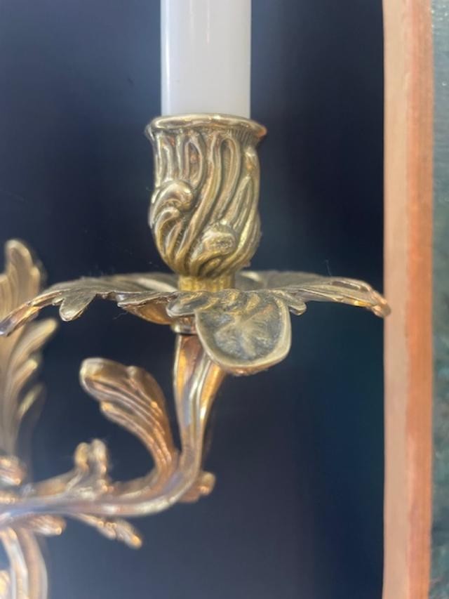 Paire d'appliques rocaille en bronze doré de style Louis XV-photo-1