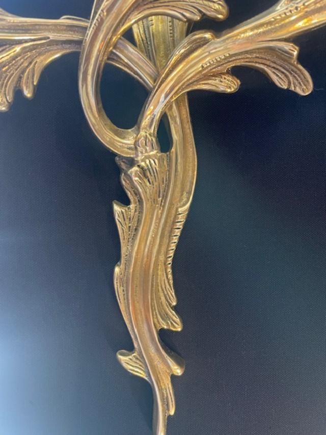 Paire d'appliques rocaille en bronze doré de style Louis XV-photo-2