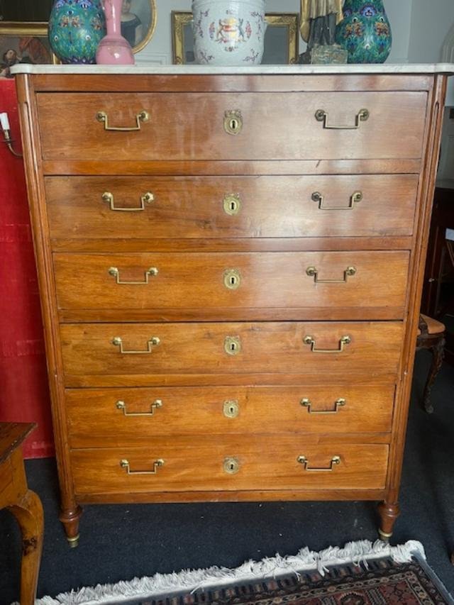 Grand chiffonnier en noyer d'&eacute;poque Louis XVI-photo-2