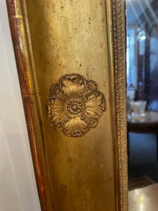 Important miroir en bois et stuc doré d'époque empire-photo-4
