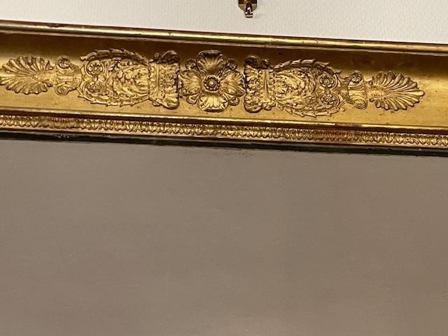 Important miroir en bois et stuc doré d'époque empire-photo-2