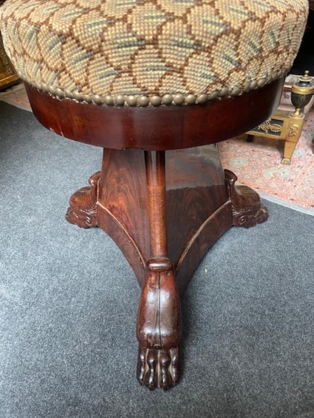 Tabouret de piano en acajou d'époque empire-photo-3