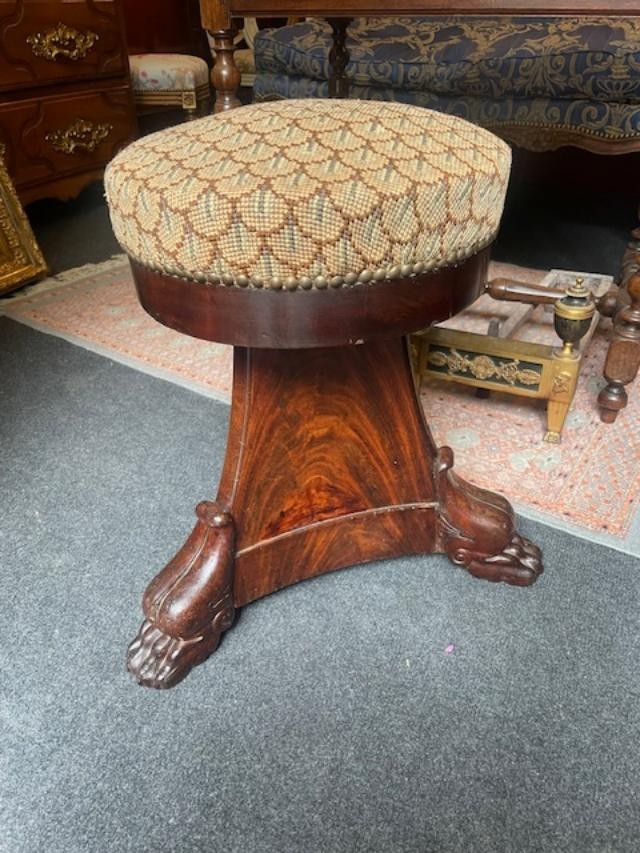 Tabouret de piano en acajou d'époque empire