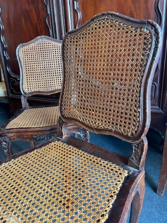 Pair Of 18th Century Louis XV Period Natural Wood Caned Chairs-photo-2
